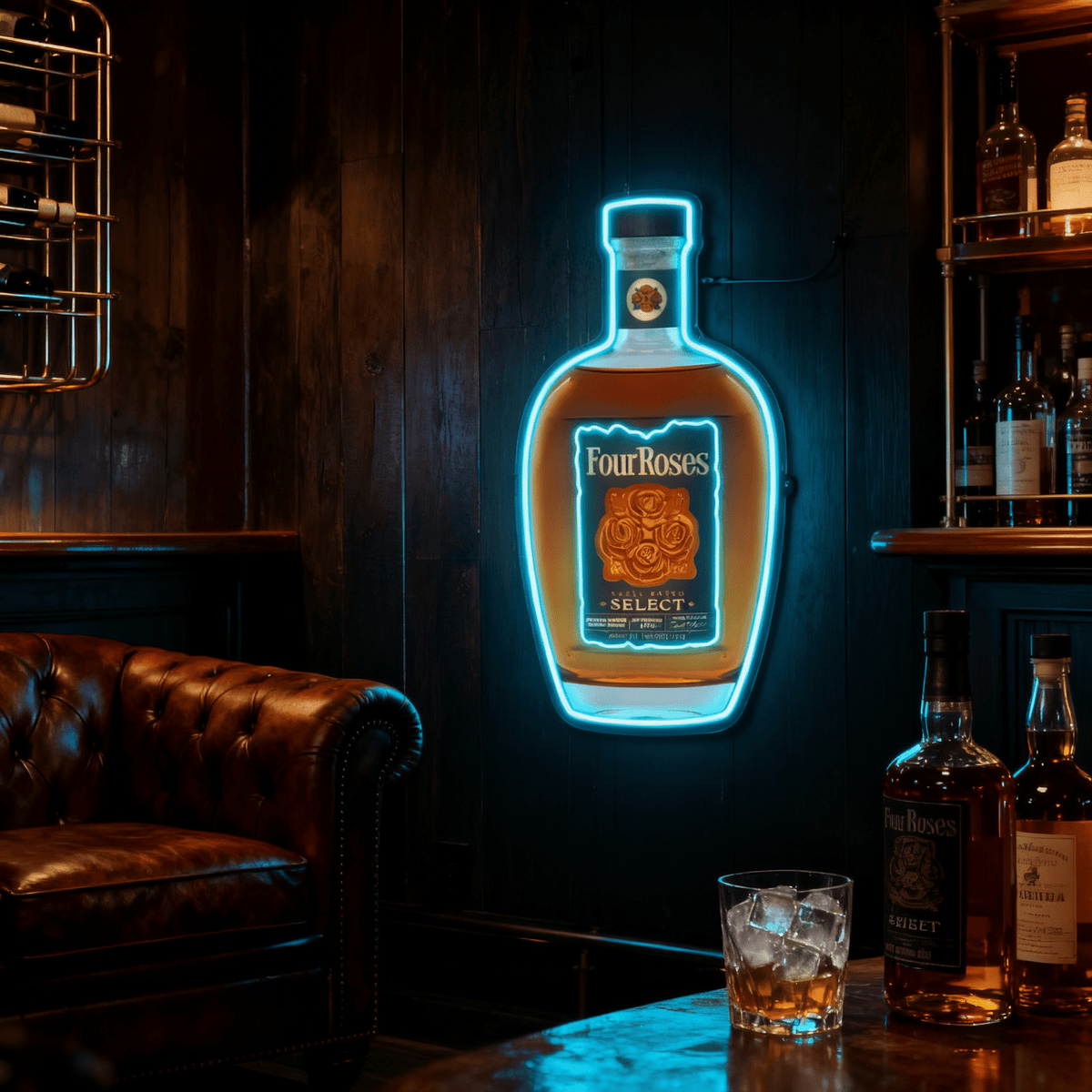 Bourbon Whiskey USB LED Neon Sign Bar Decor Man Cave Home Wall Art