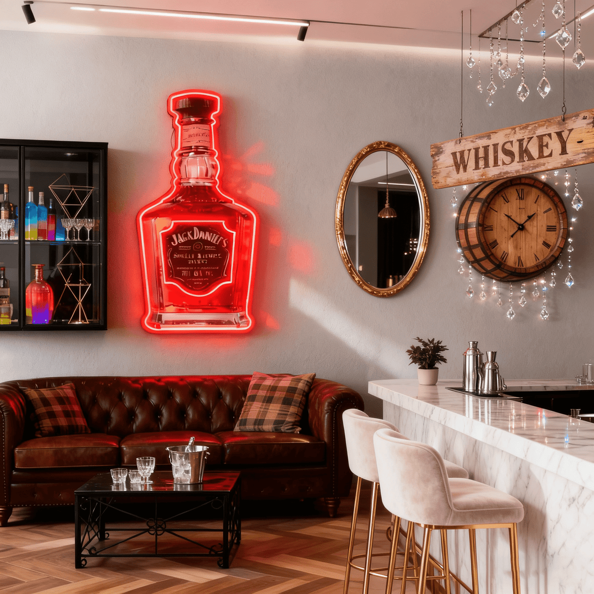 Bourbon Whiskey USB LED Neon Sign Bar Decor Man Cave Home Wall Art