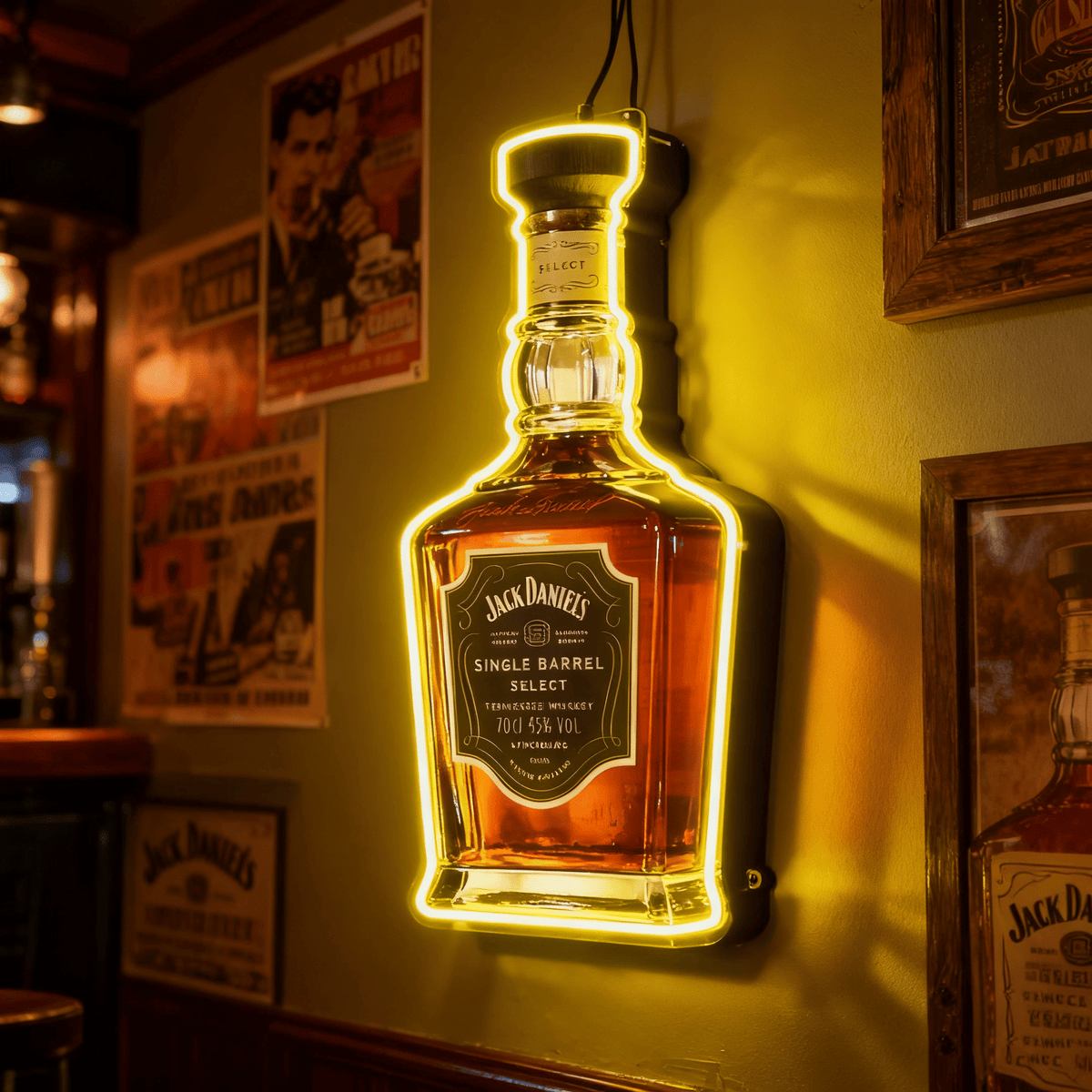Bourbon Whiskey USB LED Neon Sign Bar Decor Man Cave Home Wall Art