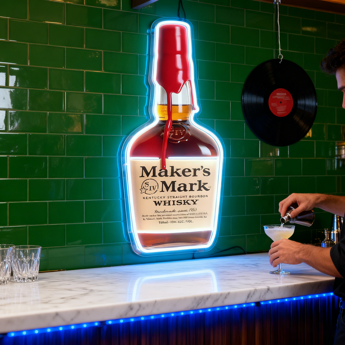 Bourbon Whiskey USB LED Neon Sign Bar Decor Man Cave Home Wall Art