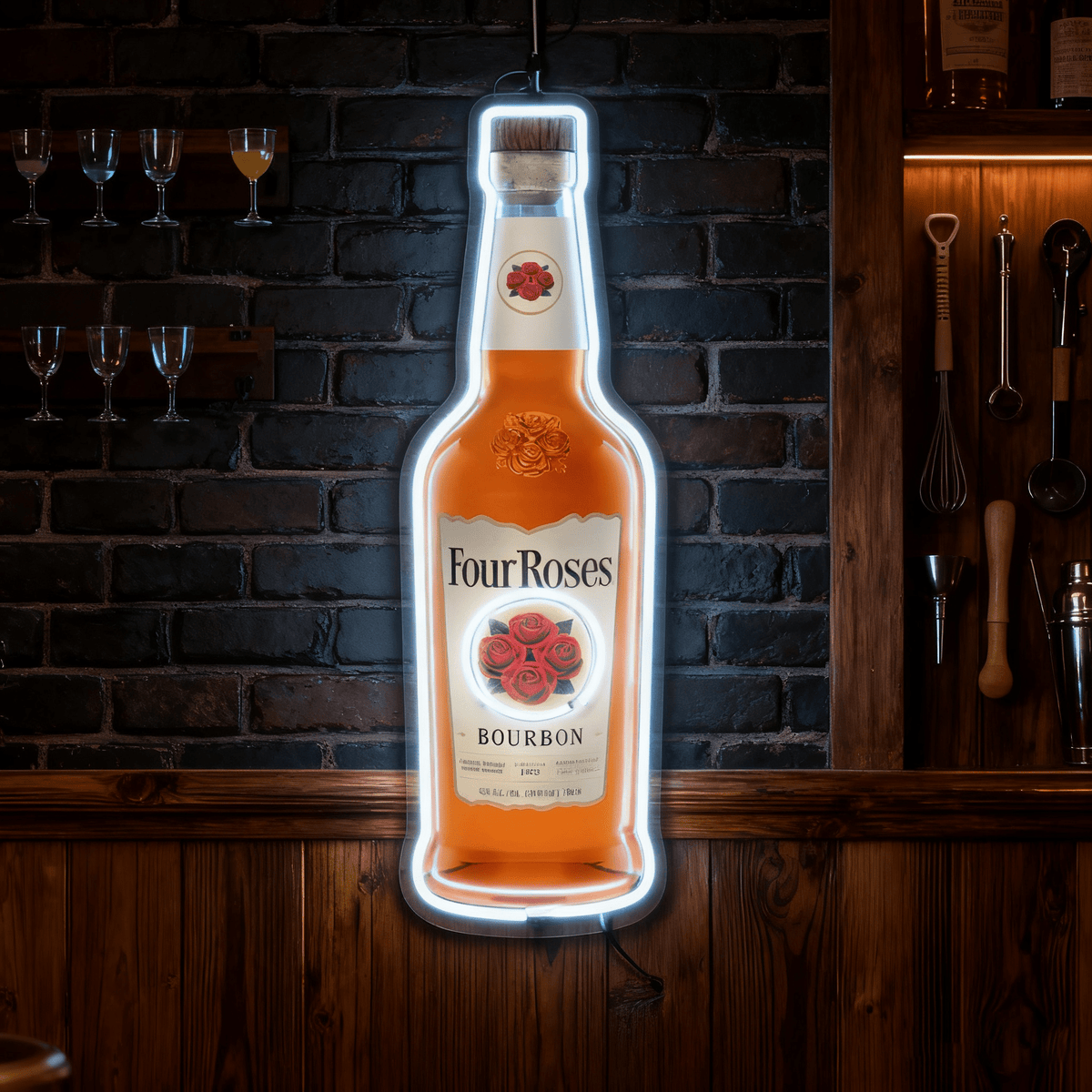 Bourbon Whiskey USB LED Neon Sign Bar Decor Man Cave Home Wall Art