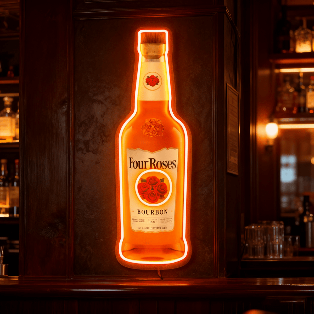 Bourbon Whiskey USB LED Neon Sign Bar Decor Man Cave Home Wall Art