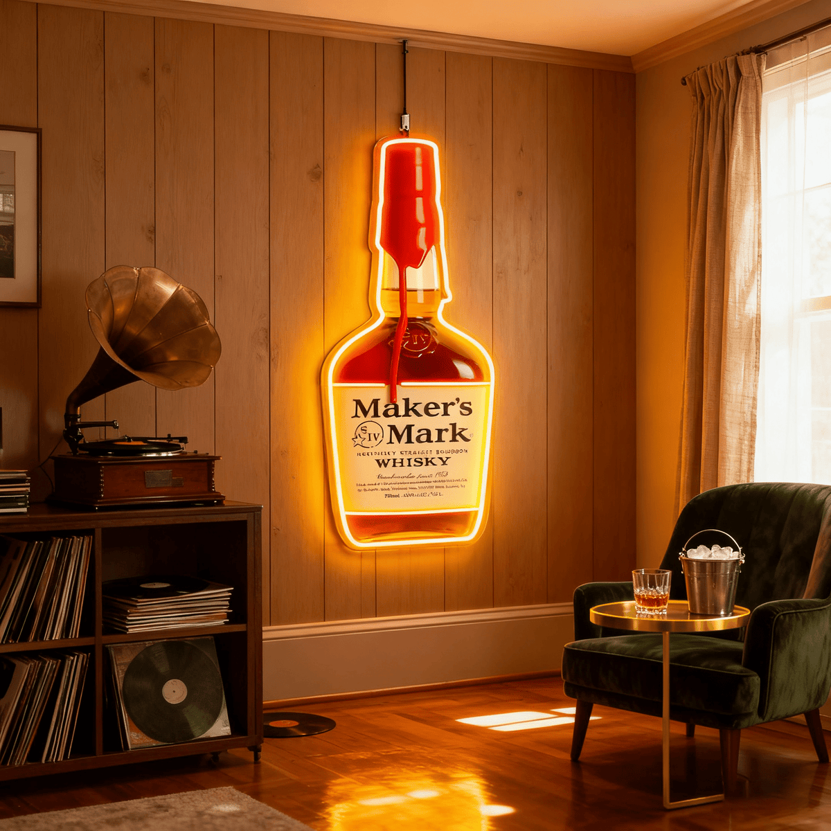 Bourbon Whiskey USB LED Neon Sign Bar Decor Man Cave Home Wall Art