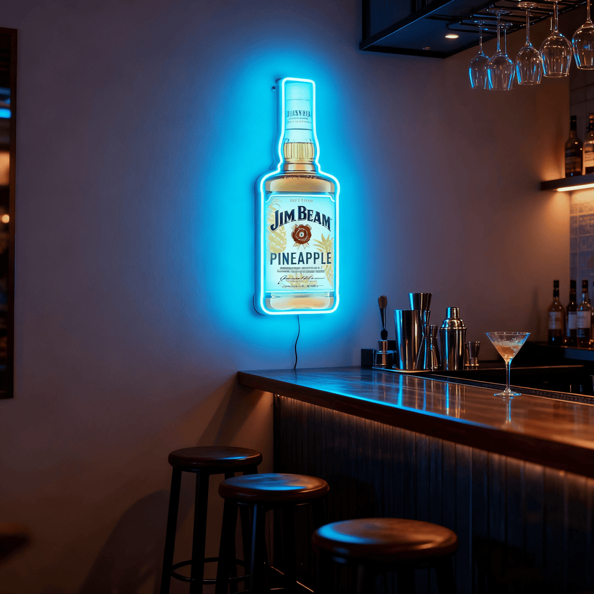 Bourbon Whiskey USB LED Neon Sign Bar Decor Man Cave Home Wall Art