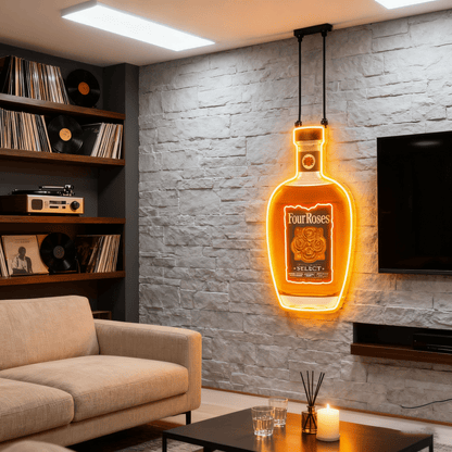 Bourbon Whiskey USB LED Neon Sign Bar Decor Man Cave Home Wall Art