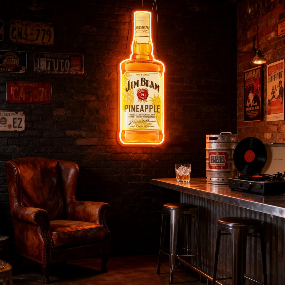 Bourbon Whiskey USB LED Neon Sign Bar Decor Man Cave Home Wall Art