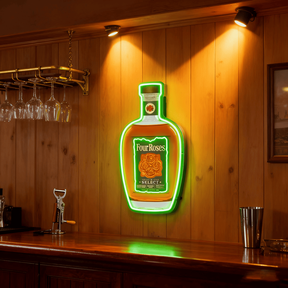 Bourbon Whiskey USB LED Neon Sign Bar Decor Man Cave Home Wall Art