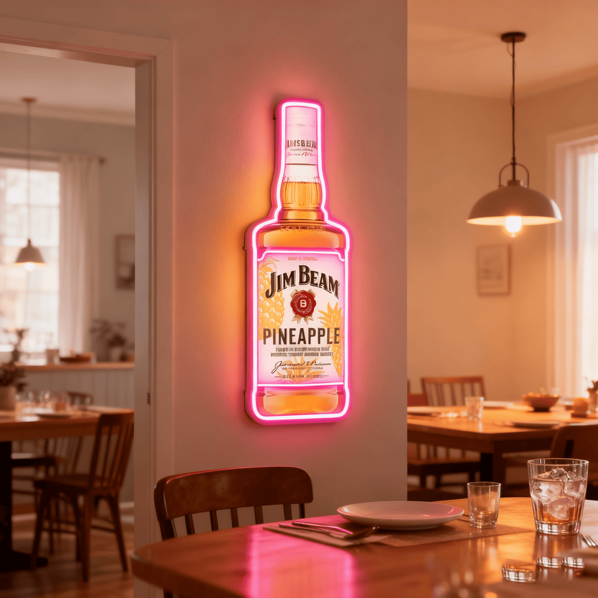 Bourbon Whiskey USB LED Neon Sign Bar Decor Man Cave Home Wall Art