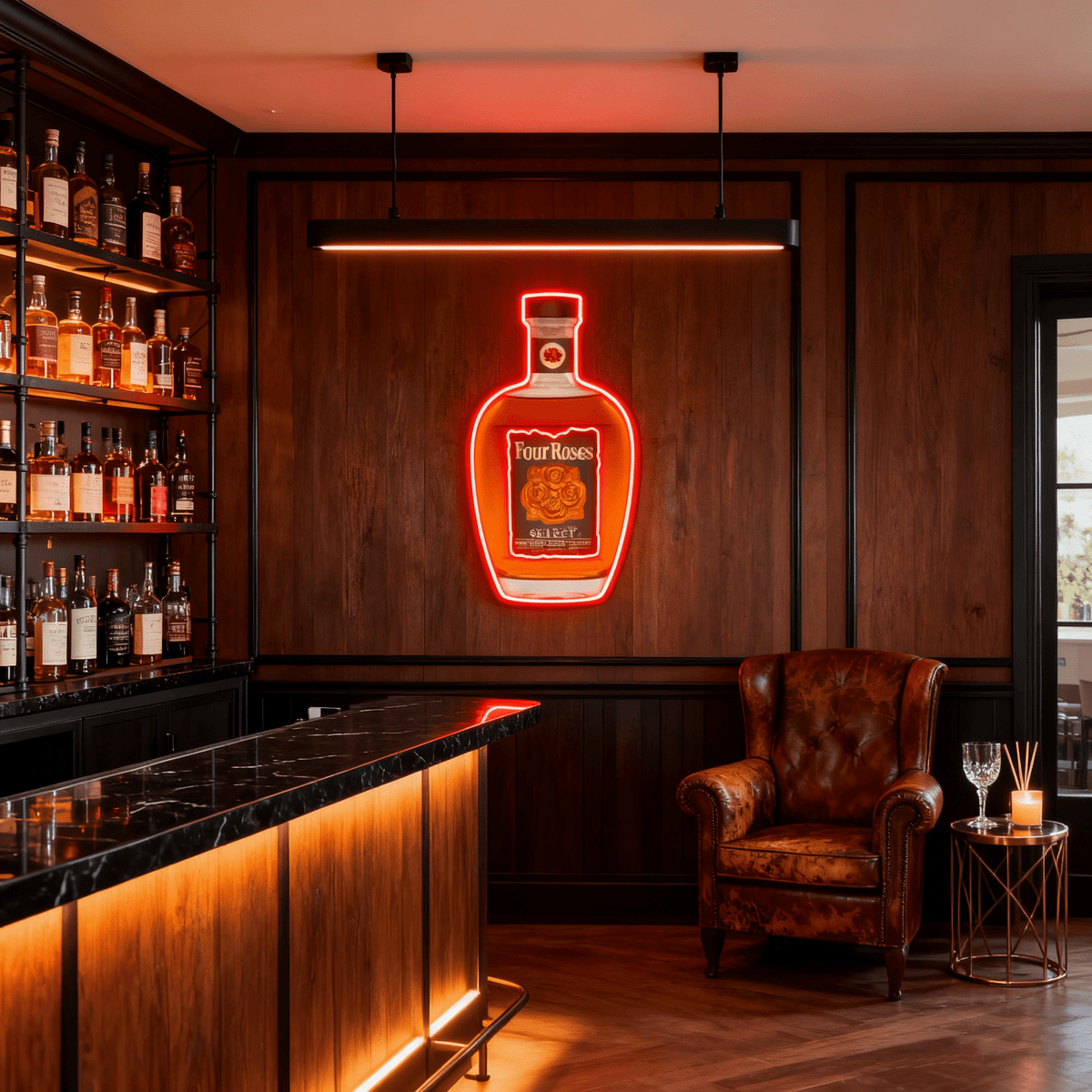Bourbon Whiskey USB LED Neon Sign Bar Decor Man Cave Home Wall Art