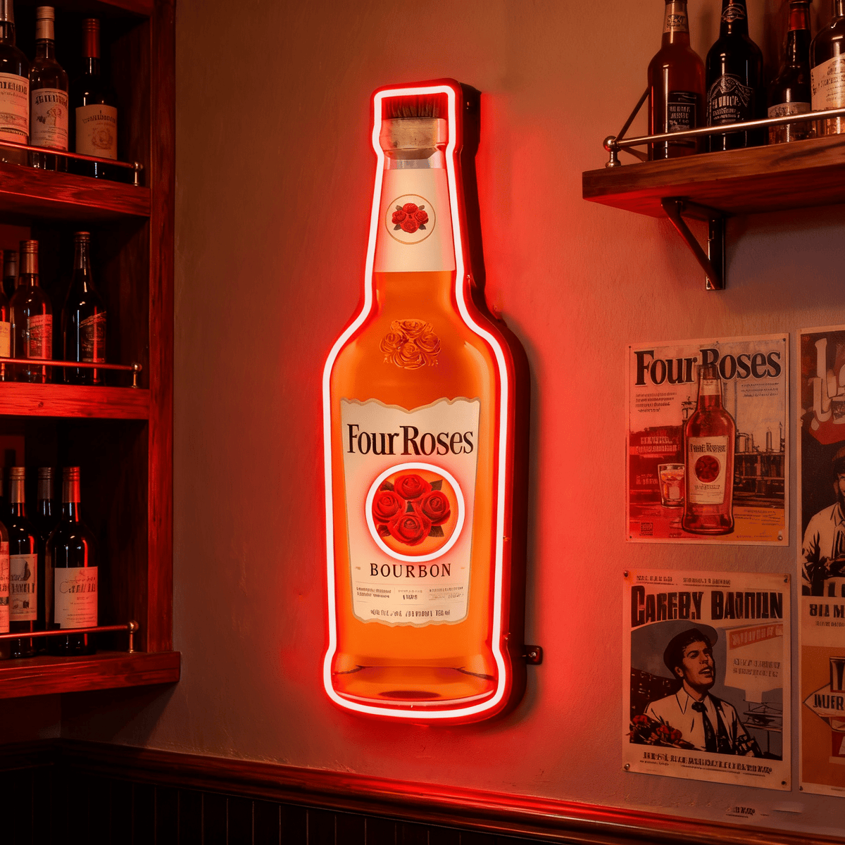 Bourbon Whiskey USB LED Neon Sign Bar Decor Man Cave Home Wall Art