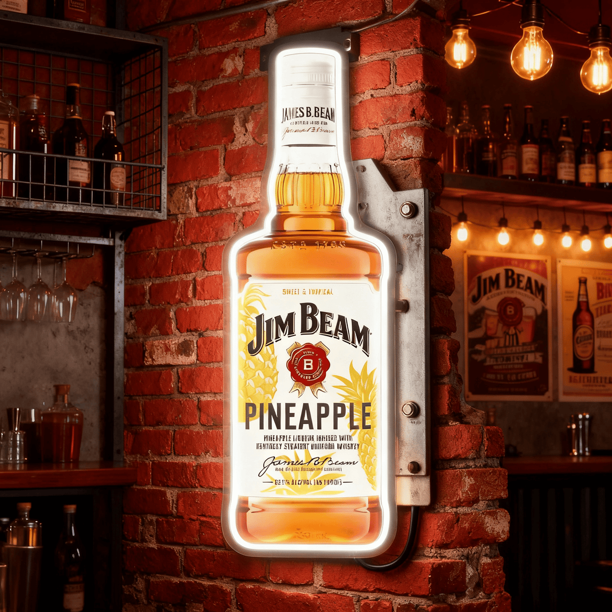 Bourbon Whiskey USB LED Neon Sign Bar Decor Man Cave Home Wall Art