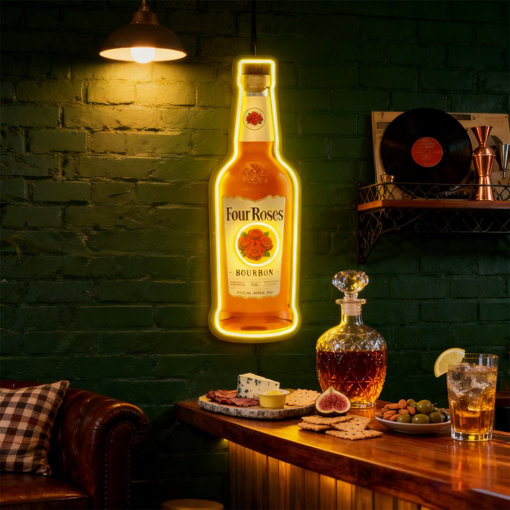 Bourbon Whiskey USB LED Neon Sign Bar Decor Man Cave Home Wall Art