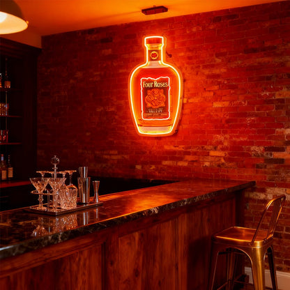 Bourbon Whiskey USB LED Neon Sign Bar Decor Man Cave Home Wall Art