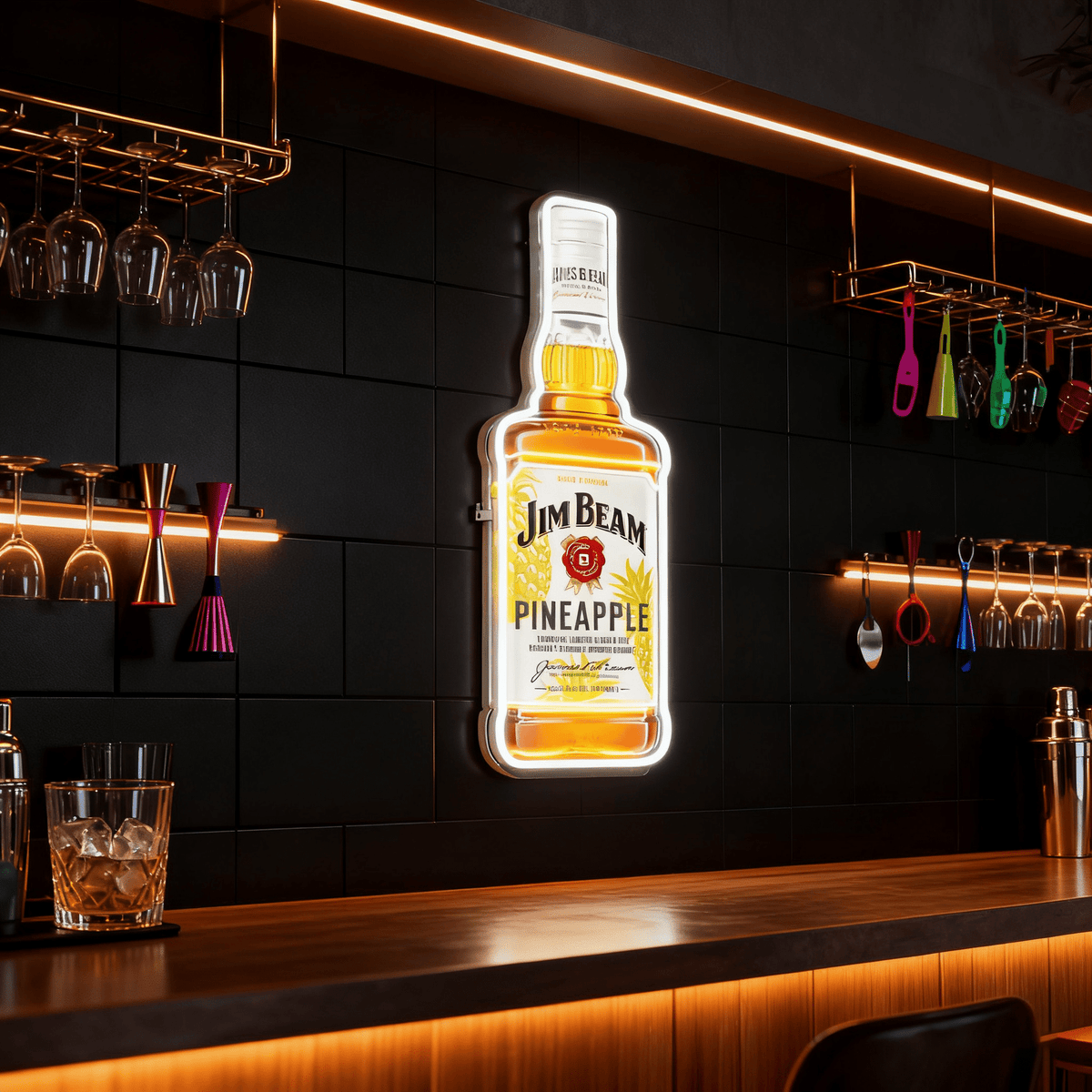 Bourbon Whiskey USB LED Neon Sign Bar Decor Man Cave Home Wall Art