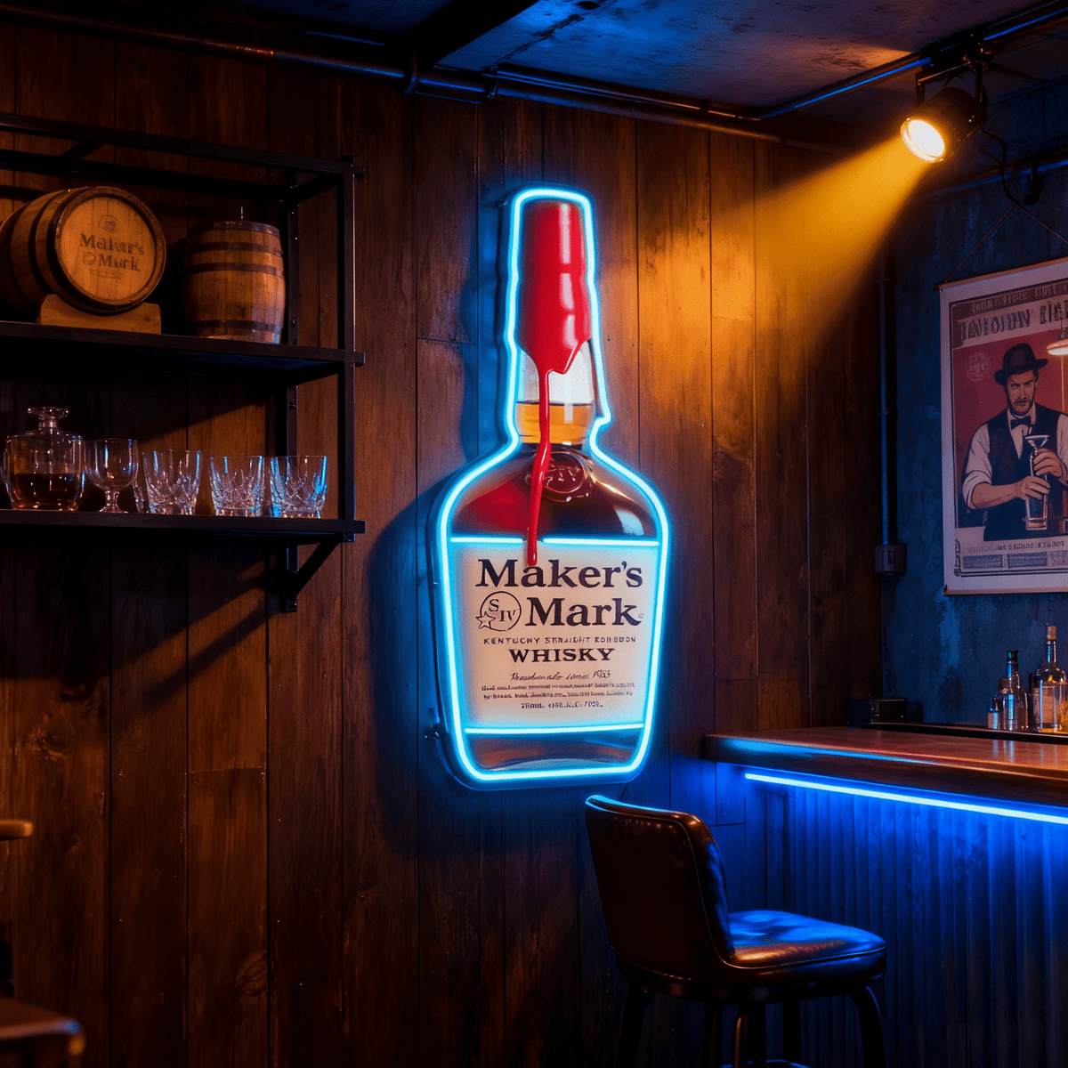 Bourbon Whiskey USB LED Neon Sign Bar Decor Man Cave Home Wall Art