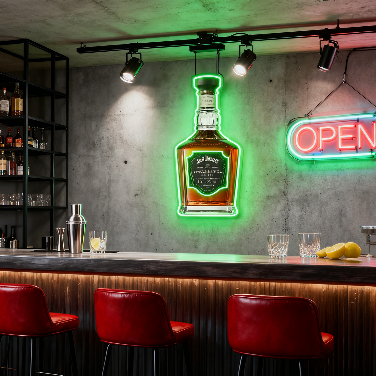 Bourbon Whiskey USB LED Neon Sign Bar Decor Man Cave Home Wall Art