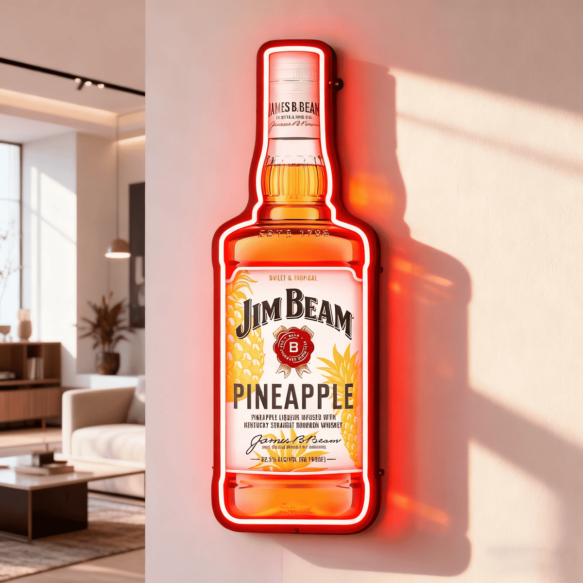 Bourbon Whiskey USB LED Neon Sign Bar Decor Man Cave Home Wall Art