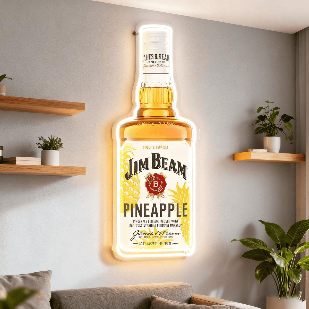 Bourbon Whiskey USB LED Neon Sign Bar Decor Man Cave Home Wall Art