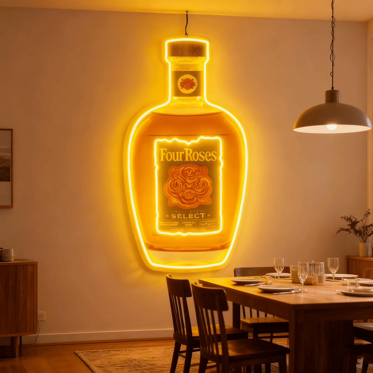 Bourbon Whiskey USB LED Neon Sign Bar Decor Man Cave Home Wall Art