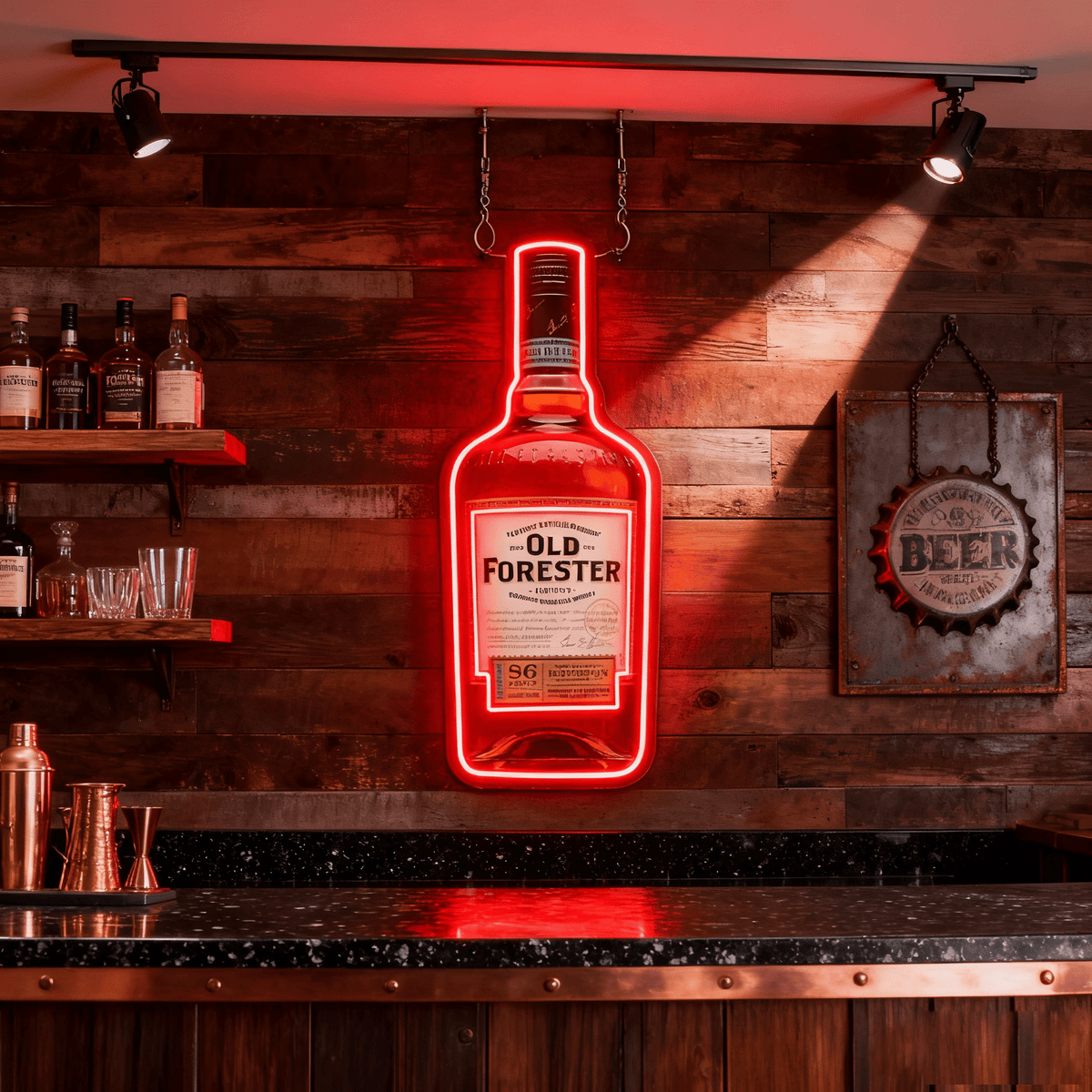 Bourbon Whiskey USB LED Neon Sign Bar Decor Man Cave Home Wall Art