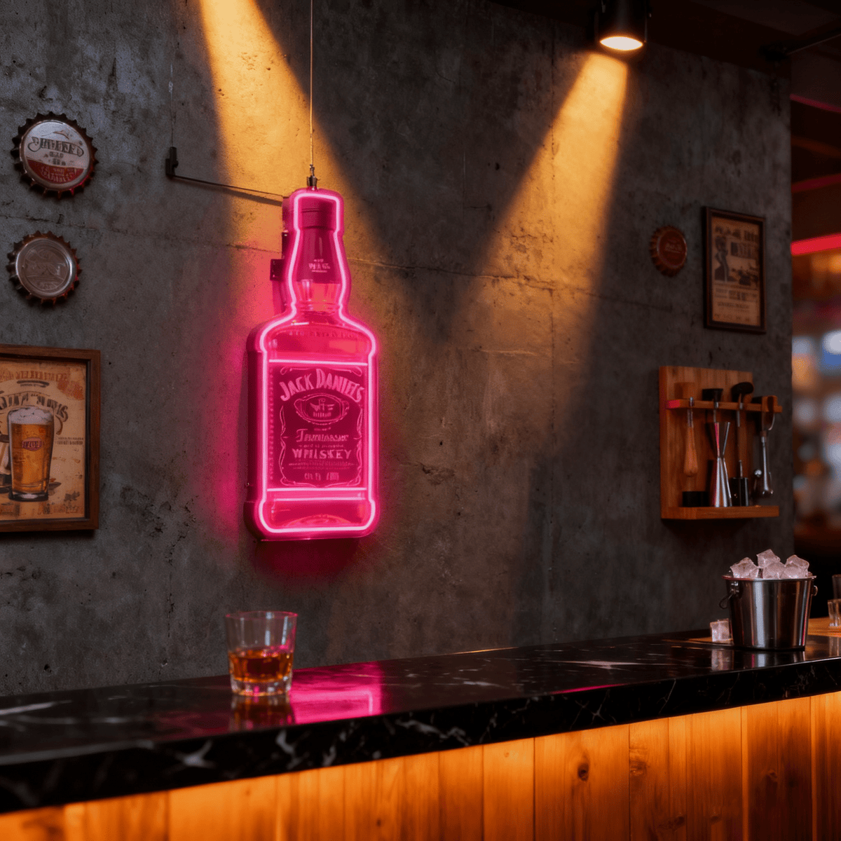 Bourbon Whiskey USB LED Neon Sign Bar Decor Man Cave Home Wall Art