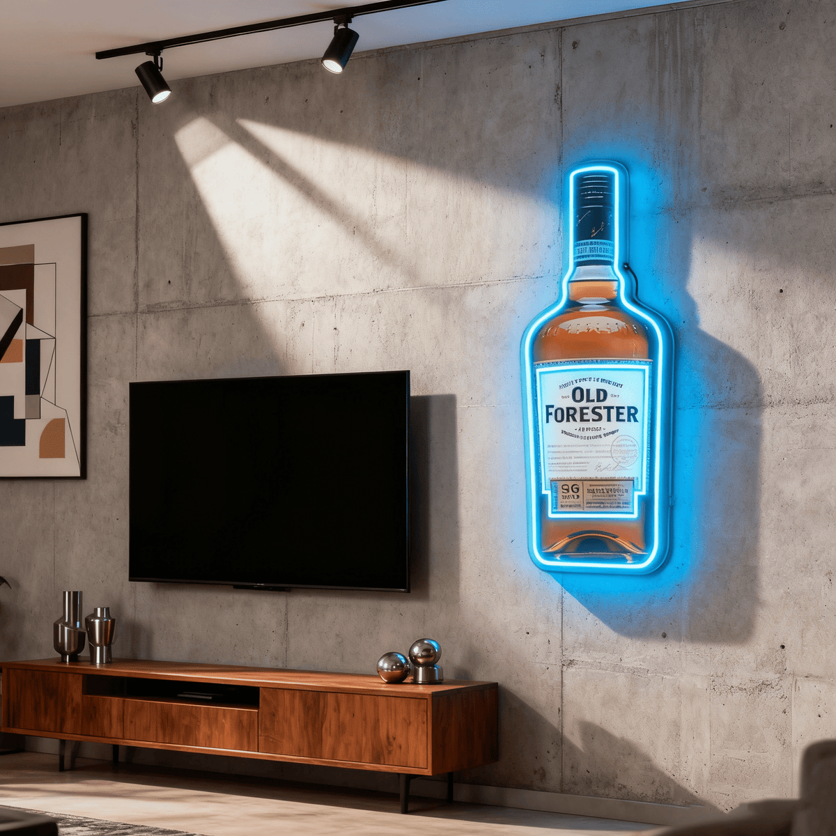 Bourbon Whiskey USB LED Neon Sign Bar Decor Man Cave Home Wall Art