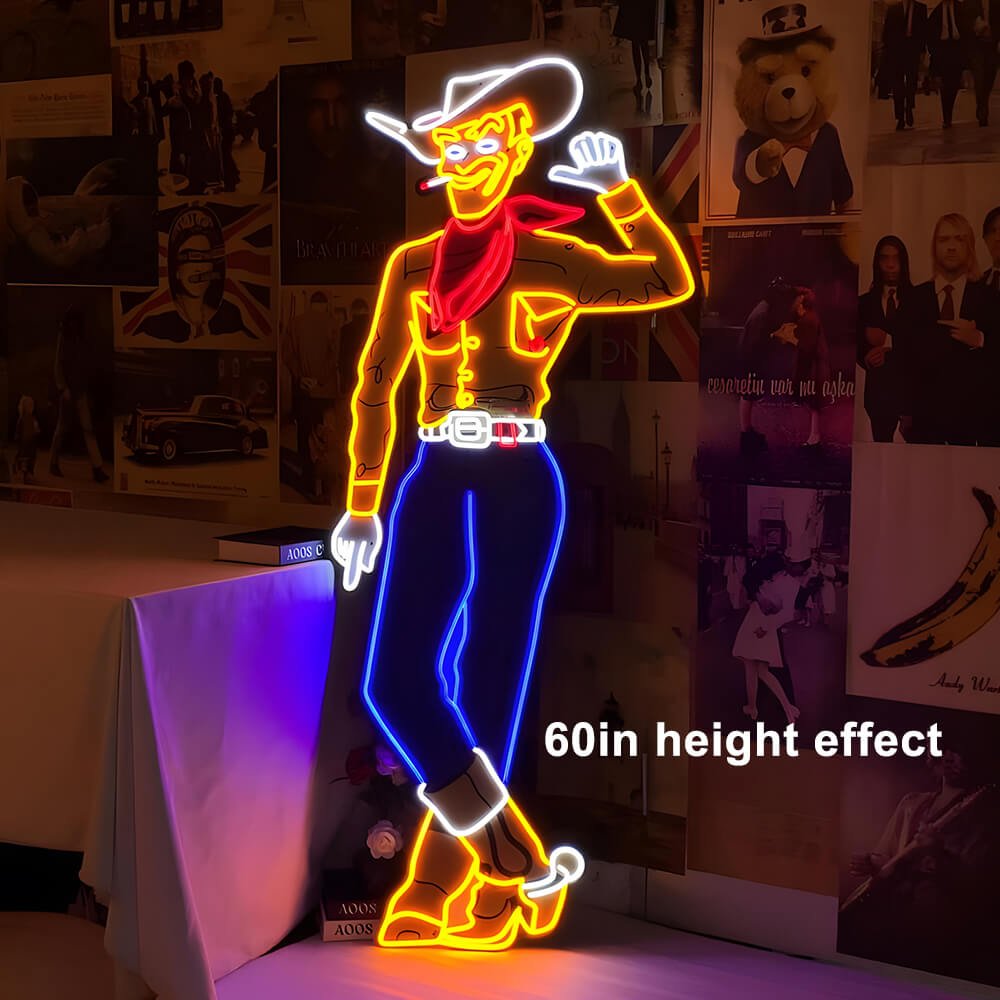 Cowboy and Cowgirl Led Neon Signs | Western Retro LED Wall Art for Bar & Lounge