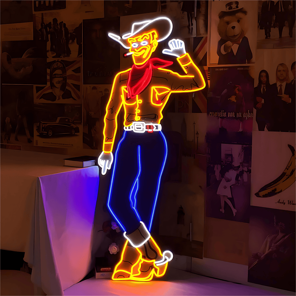 Cowboy and Cowgirl Led Neon Signs | Western Retro LED Wall Art for Bar & Lounge