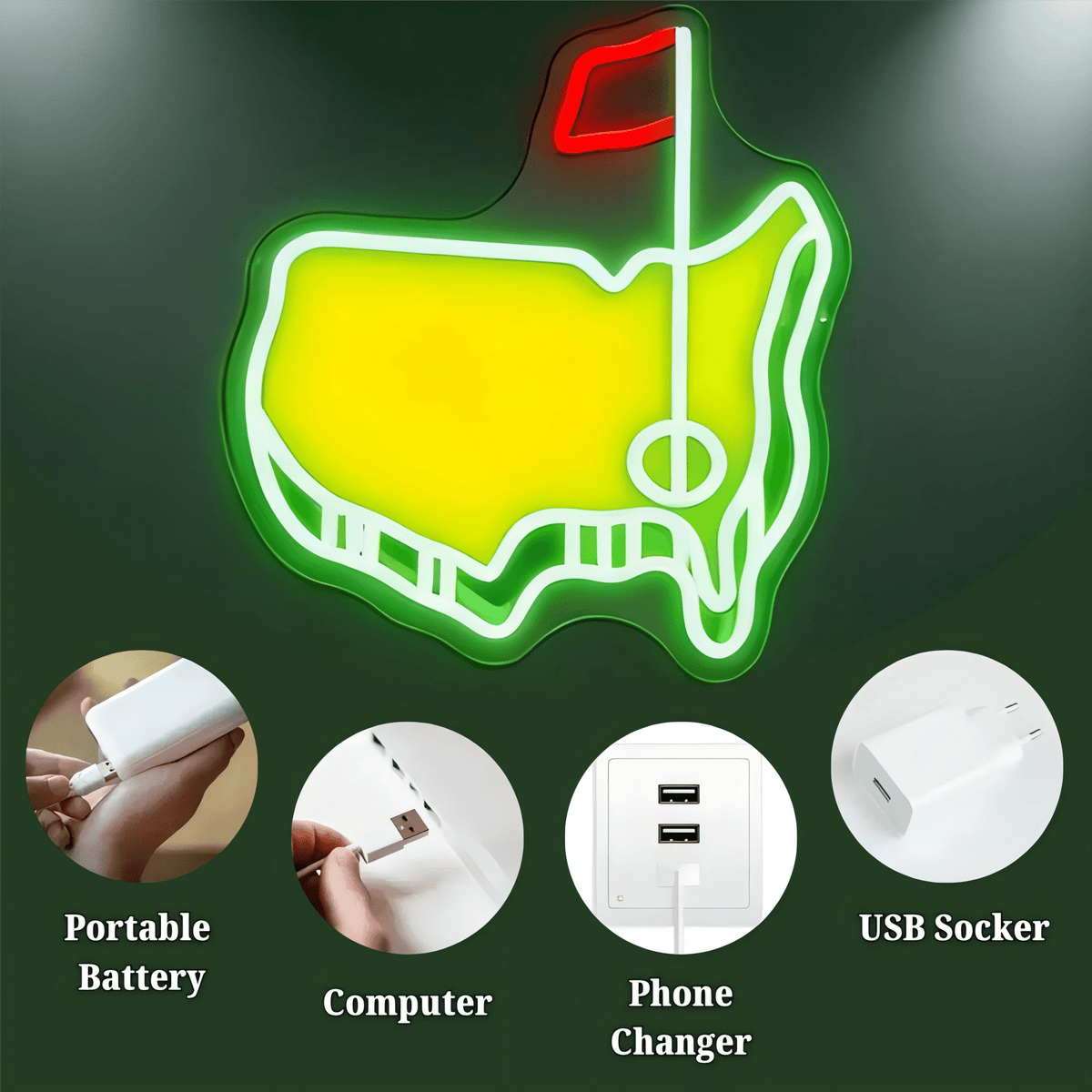 Golf LED Neon Sign for Bar, Garage, Man Cave & Gifts