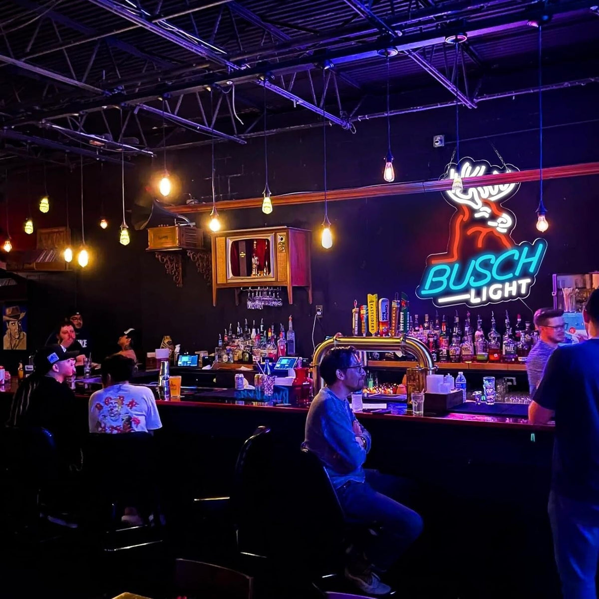 Orange Moose Busch Light Bar Led Neon Sign Rustic Bar