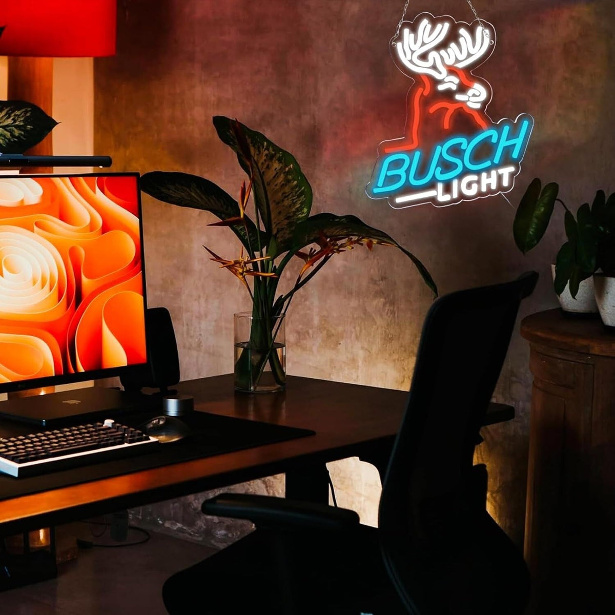 Orange Moose Busch Light Bar Led Neon Sign Rustic Bar