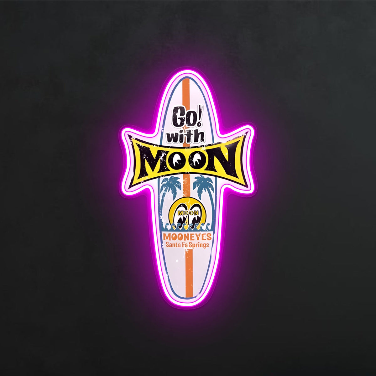 ShineNeon™ Mooneyes Surfboard LED Neon Sign - Retro Surf Wall Art Decor (USB Powered)