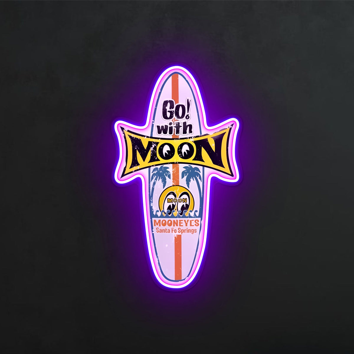ShineNeon™ Mooneyes Surfboard LED Neon Sign - Retro Surf Wall Art Decor (USB Powered)