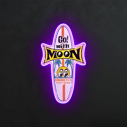 ShineNeon™ Mooneyes Surfboard LED Neon Sign - Retro Surf Wall Art Decor (USB Powered)