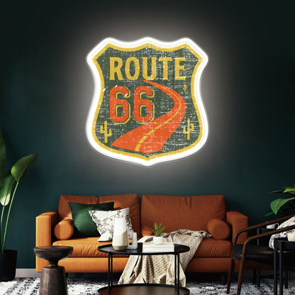 Route 66 Led Neon Sign USB American Retro Road Trip Lover Home Bar Wall Art