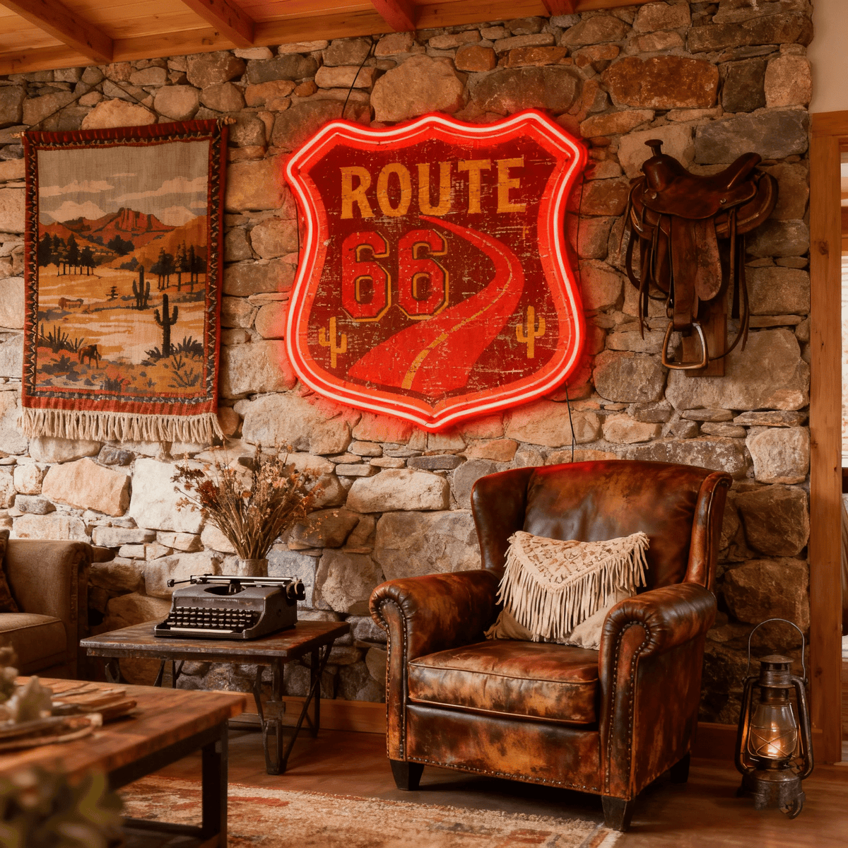 Route 66 Led Neon Sign USB American Retro Road Trip Lover Home Bar Wall Art