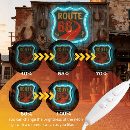 Route 66 Led Neon Sign USB American Retro Road Trip Lover Home Bar Wall Art