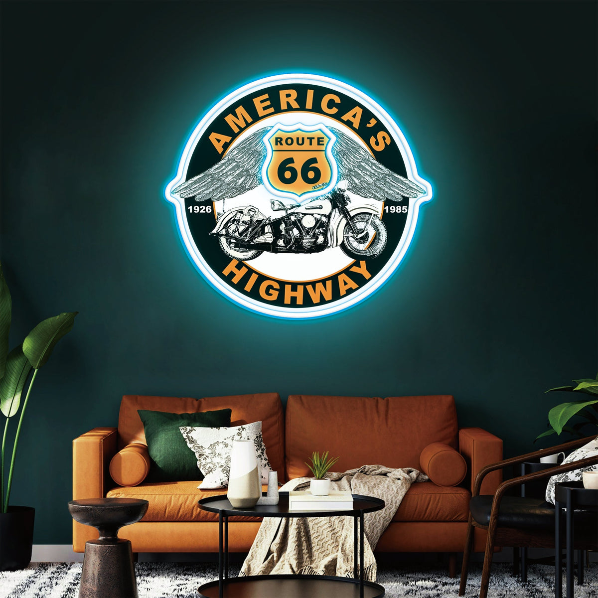 Route 66 Led Neon Sign USB American Retro Road Trip Lover Home Bar Wall Art