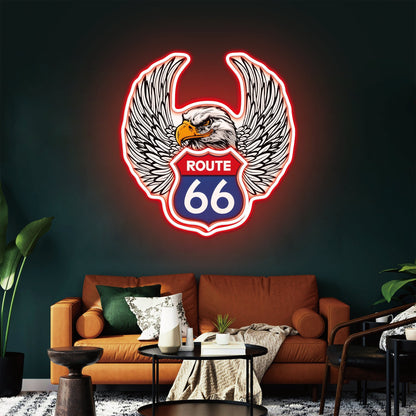 Route 66 Led Neon Sign USB American Retro Road Trip Lover Home Bar Wall Art