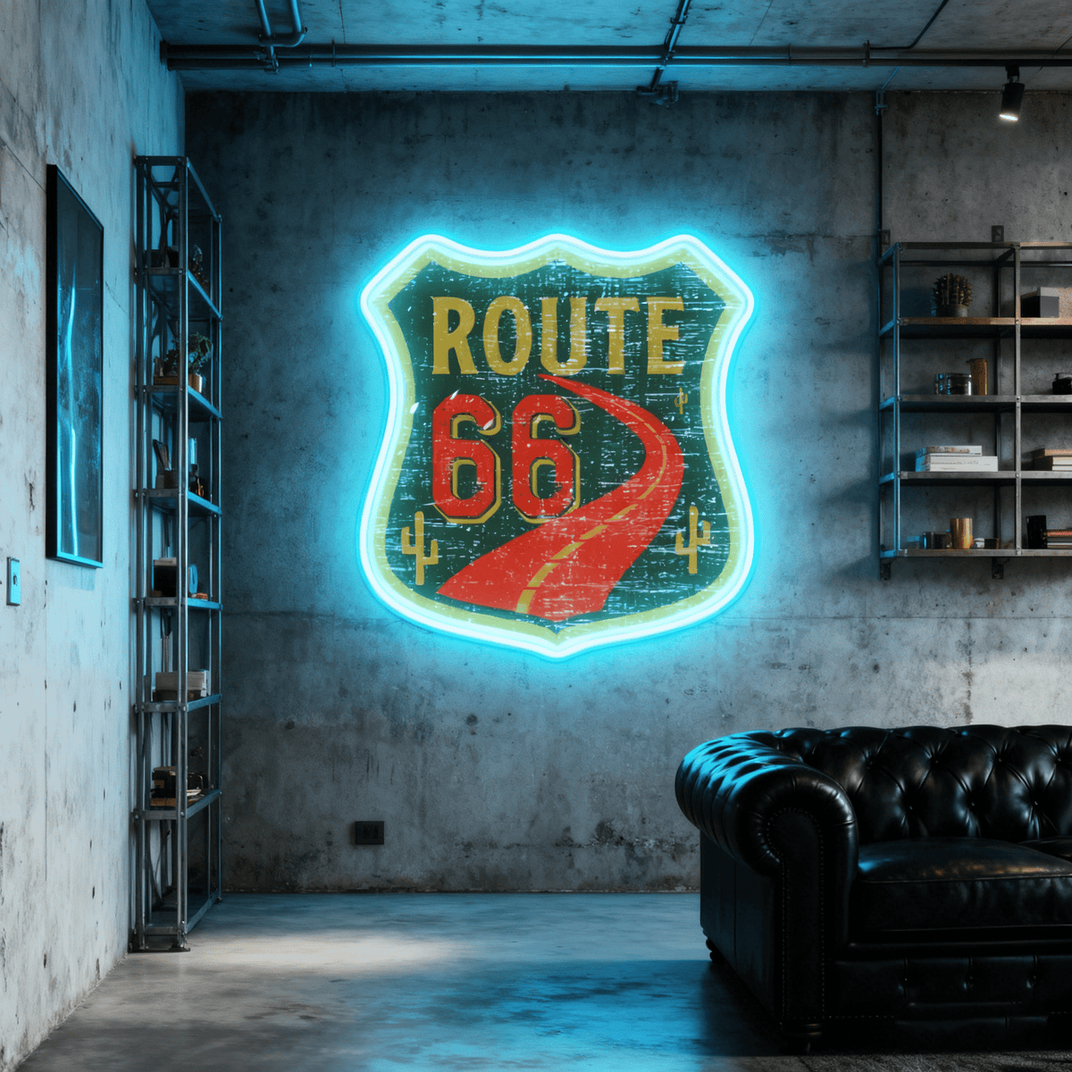 Route 66 Led Neon Sign USB American Retro Road Trip Lover Home Bar Wall Art