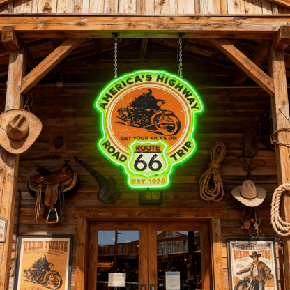 Route 66 Led Neon Sign USB American Retro Road Trip Lover Home Bar Wall Art