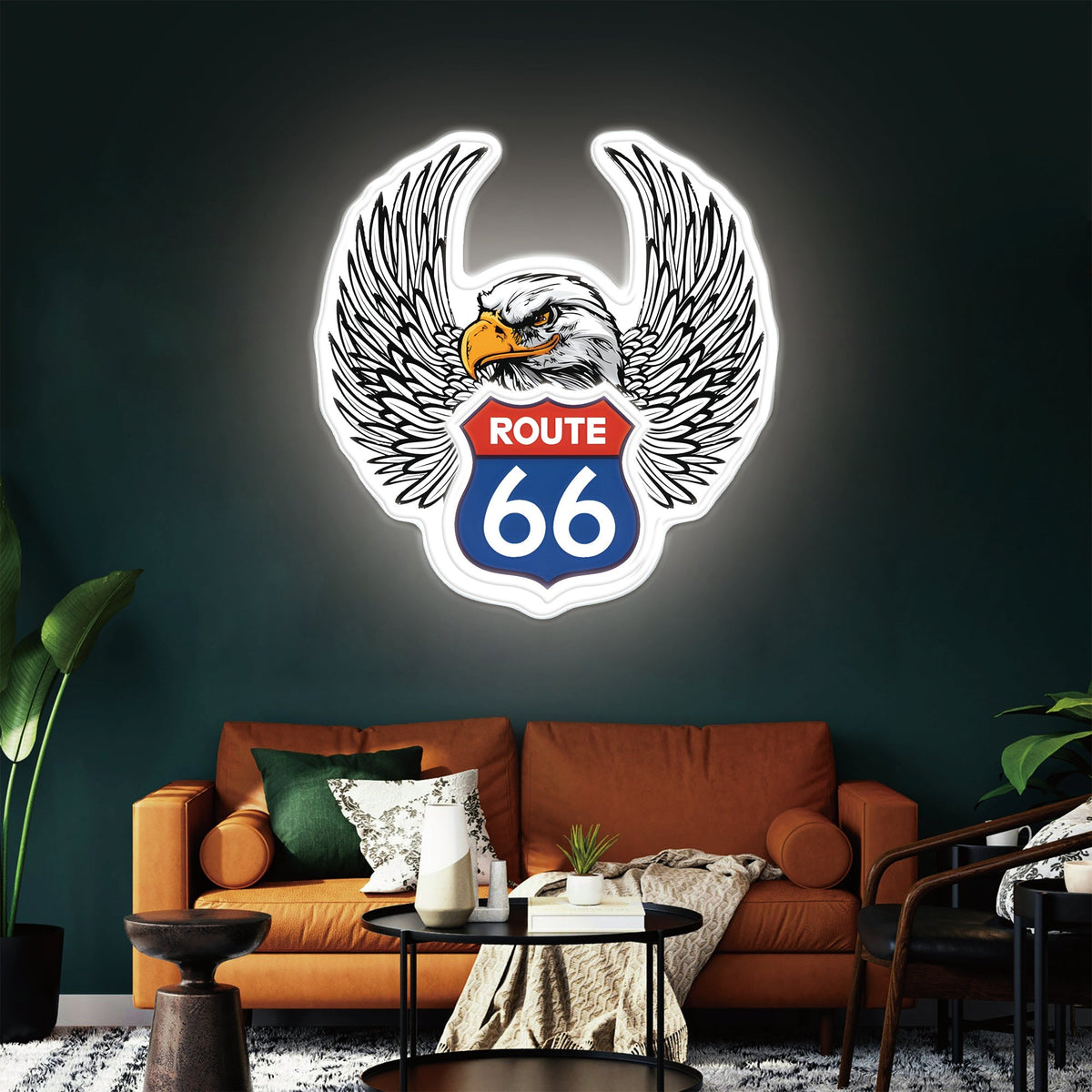 Route 66 Led Neon Sign USB American Retro Road Trip Lover Home Bar Wall Art