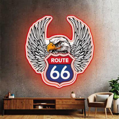 Route 66 Led Neon Sign USB American Retro Road Trip Lover Home Bar Wall Art