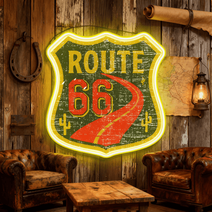 Route 66 Led Neon Sign USB American Retro Road Trip Lover Home Bar Wall Art