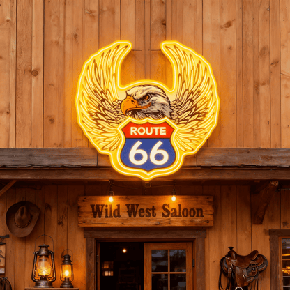 Route 66 Led Neon Sign USB American Retro Road Trip Lover Home Bar Wall Art