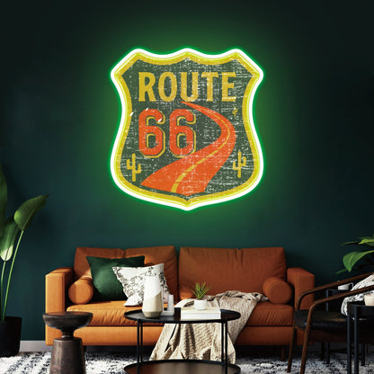 Route 66 Led Neon Sign USB American Retro Road Trip Lover Home Bar Wall Art