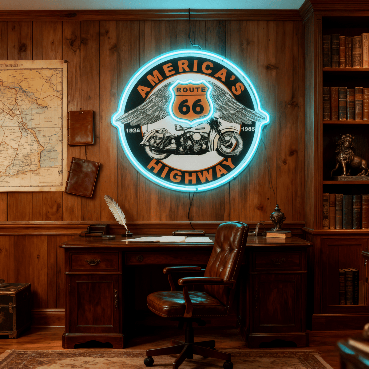 Route 66 Led Neon Sign USB American Retro Road Trip Lover Home Bar Wall Art