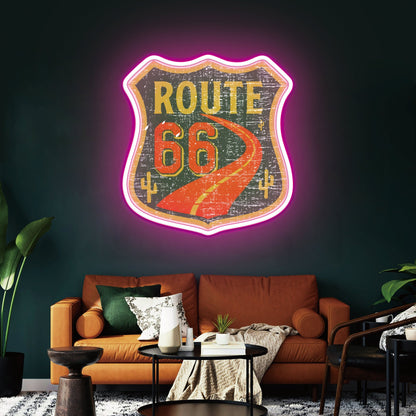 Route 66 Led Neon Sign USB American Retro Road Trip Lover Home Bar Wall Art
