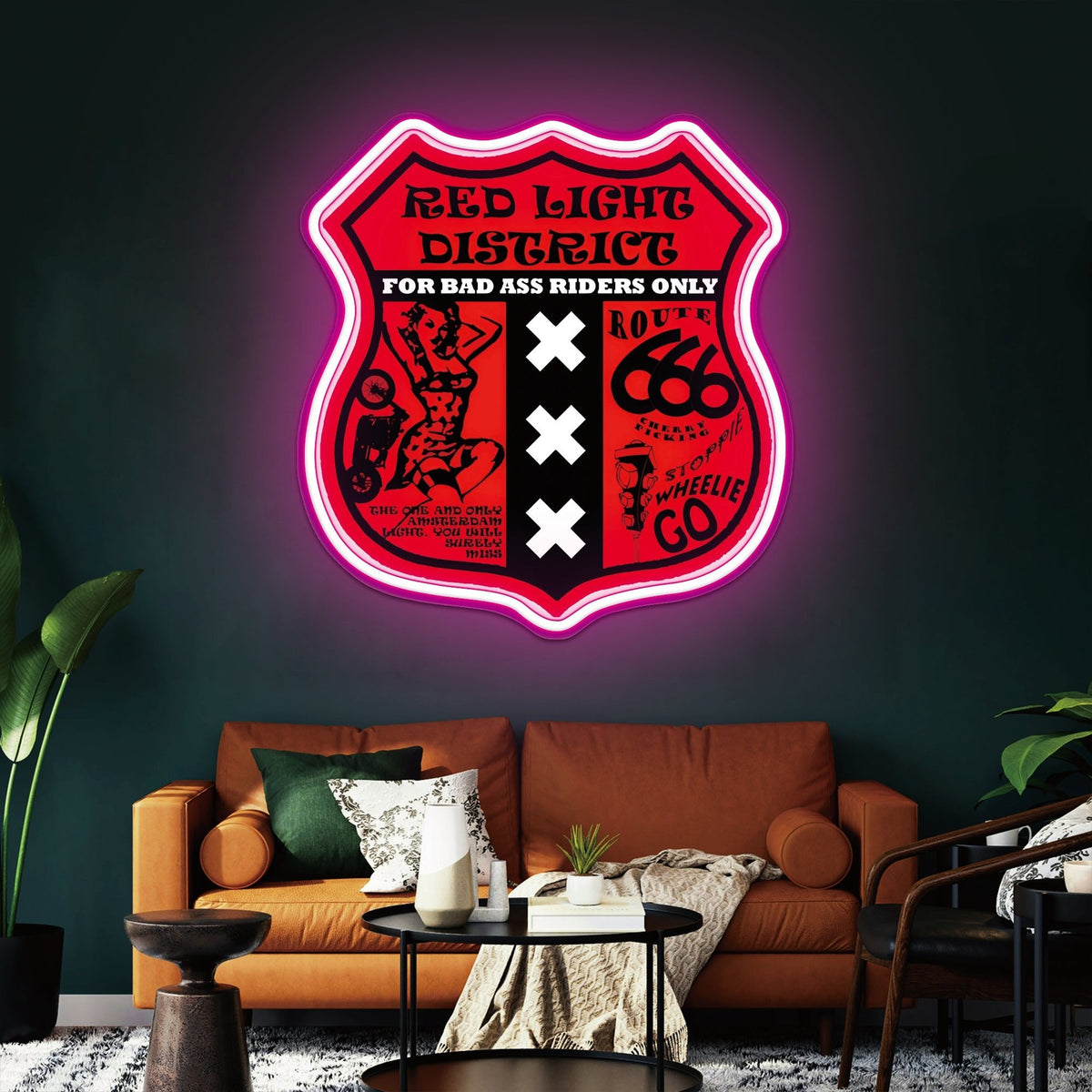 Route 66 Led Neon Sign USB American Retro Road Trip Lover Home Bar Wall Art