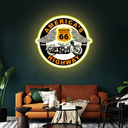 Route 66 Led Neon Sign USB American Retro Road Trip Lover Home Bar Wall Art